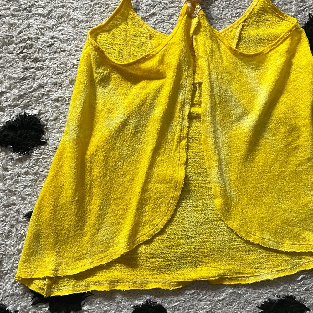 Free People size xs Yellow Tank Top with Stud Detail and open flow back - Picture 10 of 13